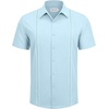 image:imageAlimens amp Gentle Mens Cuban Guayabera Shirts Short Sleeve Button Down Shirts for Men Summer Beach WeddingBlue
