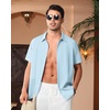 image:imageAlimens amp Gentle Mens Cuban Guayabera Shirts Short Sleeve Button Down Shirts for Men Summer Beach WeddingBlue