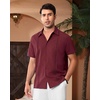 image:imageAlimens amp Gentle Mens Cuban Guayabera Shirts Short Sleeve Button Down Shirts for Men Summer Beach WeddingBurgundy