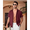 image:imageAlimens amp Gentle Mens Cuban Guayabera Shirts Short Sleeve Button Down Shirts for Men Summer Beach WeddingBurgundy