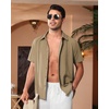 image:imageAlimens amp Gentle Mens Cuban Guayabera Shirts Short Sleeve Button Down Shirts for Men Summer Beach WeddingDark Khaki