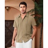 image:imageAlimens amp Gentle Mens Cuban Guayabera Shirts Short Sleeve Button Down Shirts for Men Summer Beach WeddingDark Khaki