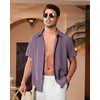 image:imageAlimens amp Gentle Mens Cuban Guayabera Shirts Short Sleeve Button Down Shirts for Men Summer Beach WeddingDark Purple
