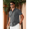 image:imageAlimens amp Gentle Mens Cuban Guayabera Shirts Short Sleeve Button Down Shirts for Men Summer Beach WeddingDeep Grey