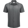 image:imageAlimens amp Gentle Mens Cuban Guayabera Shirts Short Sleeve Button Down Shirts for Men Summer Beach WeddingDeep Grey