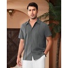 image:imageAlimens amp Gentle Mens Cuban Guayabera Shirts Short Sleeve Button Down Shirts for Men Summer Beach WeddingDeep Grey