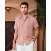 image:imageAlimens amp Gentle Mens Cuban Guayabera Shirts Short Sleeve Button Down Shirts for Men Summer Beach WeddingDeep Pink
