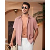 image:imageAlimens amp Gentle Mens Cuban Guayabera Shirts Short Sleeve Button Down Shirts for Men Summer Beach WeddingDeep Pink