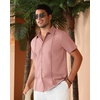 image:imageAlimens amp Gentle Mens Cuban Guayabera Shirts Short Sleeve Button Down Shirts for Men Summer Beach WeddingDeep Pink