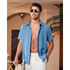 image:imageAlimens amp Gentle Mens Cuban Guayabera Shirts Short Sleeve Button Down Shirts for Men Summer Beach WeddingDenim Blue