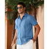 image:imageAlimens amp Gentle Mens Cuban Guayabera Shirts Short Sleeve Button Down Shirts for Men Summer Beach WeddingDenim Blue