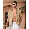 image:imageAlimens amp Gentle Mens Cuban Guayabera Shirts Short Sleeve Button Down Shirts for Men Summer Beach WeddingKhaki