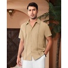 image:imageAlimens amp Gentle Mens Cuban Guayabera Shirts Short Sleeve Button Down Shirts for Men Summer Beach WeddingKhaki