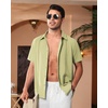 image:imageAlimens amp Gentle Mens Cuban Guayabera Shirts Short Sleeve Button Down Shirts for Men Summer Beach WeddingLight Green