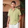 image:imageAlimens amp Gentle Mens Cuban Guayabera Shirts Short Sleeve Button Down Shirts for Men Summer Beach WeddingLight Green