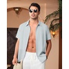 image:imageAlimens amp Gentle Mens Cuban Guayabera Shirts Short Sleeve Button Down Shirts for Men Summer Beach WeddingLight Grey