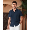 image:imageAlimens amp Gentle Mens Cuban Guayabera Shirts Short Sleeve Button Down Shirts for Men Summer Beach WeddingNavy Blue