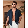 image:imageAlimens amp Gentle Mens Cuban Guayabera Shirts Short Sleeve Button Down Shirts for Men Summer Beach WeddingNavy Blue