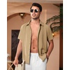 image:imageAlimens amp Gentle Mens Cuban Guayabera Shirts Short Sleeve Button Down Shirts for Men Summer Beach WeddingTan