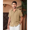 image:imageAlimens amp Gentle Mens Cuban Guayabera Shirts Short Sleeve Button Down Shirts for Men Summer Beach WeddingTan