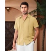 image:imageAlimens amp Gentle Mens Cuban Guayabera Shirts Short Sleeve Button Down Shirts for Men Summer Beach WeddingYellow