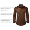 image:imageAlimens amp Gentle Mens Dress Shirt Regular Fit Stretch Stain Shield Long Sleeve Solid Business Wedding Button Down ShirtsBrown