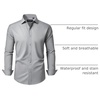 image:imageAlimens amp Gentle Mens Dress Shirt Regular Fit Stretch Stain Shield Long Sleeve Solid Business Wedding Button Down ShirtsGrey