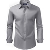 image:imageAlimens amp Gentle Mens Dress Shirts Stretch Long Sleeve Collared Casual Solid Wedding Business Wedding Button Down Shirts