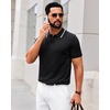 image:imageAlimens amp Gentle Mens Knitted Polo Shirts V Neck Collared Shirts for GolfBlack