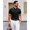 image:imageAlimens amp Gentle Mens Knitted Polo Shirts V Neck Collared Shirts for GolfBlack