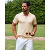 image:imageAlimens amp Gentle Mens Knitted Polo Shirts V Neck Collared Shirts for GolfKhaki