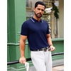 image:imageAlimens amp Gentle Mens Knitted Polo Shirts V Neck Collared Shirts for GolfNavy Blue