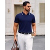 image:imageAlimens amp Gentle Mens Knitted Polo Shirts V Neck Collared Shirts for GolfNavy Blue
