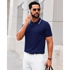 image:imageAlimens amp Gentle Mens Knitted Polo Shirts V Neck Collared Shirts for GolfNavy Blue