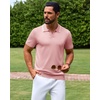 image:imageAlimens amp Gentle Mens Knitted Polo Shirts V Neck Collared Shirts for GolfPink
