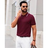 image:imageAlimens amp Gentle Mens Knitted Polo Shirts V Neck Collared Shirts for GolfWine Red
