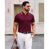 image:imageAlimens amp Gentle Mens Knitted Polo Shirts V Neck Collared Shirts for GolfWine Red