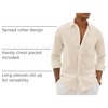 image:imageAlimens amp Gentle Mens Linen Textured Shirt Long Sleeve Summer Beach TopsBeige