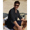 image:imageAlimens amp Gentle Mens Linen Textured Shirt Long Sleeve Summer Beach TopsBlack