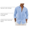 image:imageAlimens amp Gentle Mens Linen Textured Shirt Long Sleeve Summer Beach TopsBlue