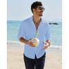 image:imageAlimens amp Gentle Mens Linen Textured Shirt Long Sleeve Summer Beach TopsBlue