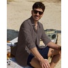 image:imageAlimens amp Gentle Mens Linen Textured Shirt Long Sleeve Summer Beach TopsBrown