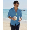 image:imageAlimens amp Gentle Mens Linen Textured Shirt Long Sleeve Summer Beach TopsDusty Blue