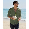 image:imageAlimens amp Gentle Mens Linen Textured Shirt Long Sleeve Summer Beach TopsGreen