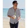 image:imageAlimens amp Gentle Mens Linen Textured Shirt Long Sleeve Summer Beach TopsGrey
