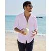 image:imageAlimens amp Gentle Mens Linen Textured Shirt Long Sleeve Summer Beach TopsLavender