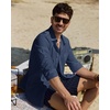 image:imageAlimens amp Gentle Mens Linen Textured Shirt Long Sleeve Summer Beach TopsNavy Blue