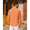 image:imageAlimens amp Gentle Mens Linen Textured Shirt Long Sleeve Summer Beach TopsOrange