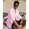 image:imageAlimens amp Gentle Mens Linen Textured Shirt Long Sleeve Summer Beach TopsPink