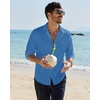 image:imageAlimens amp Gentle Mens Linen Textured Shirt Long Sleeve Summer Beach TopsRoyal Blue